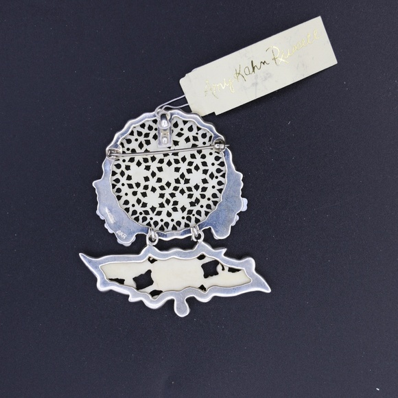 Rare vintage Amy Kahn Russell AKR sterling silver carved  Vintage Amy Kahn Russell Pin/Pendant AKR silver